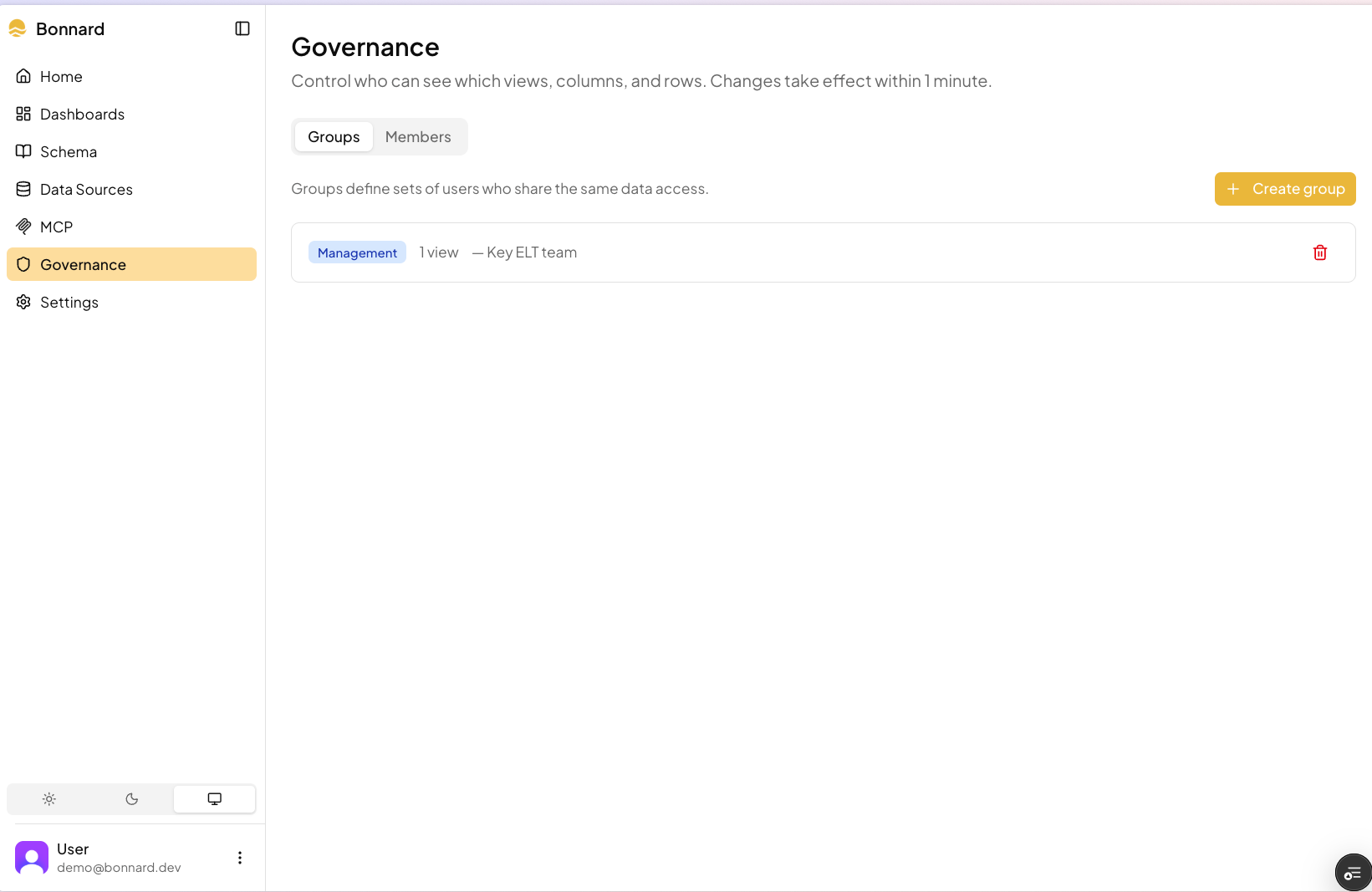 Governance groups in the admin UI